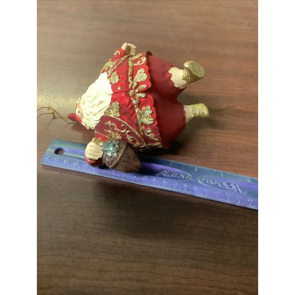 Vintage Hand Painted Chubby Santa Christmas Ornament Ceramic